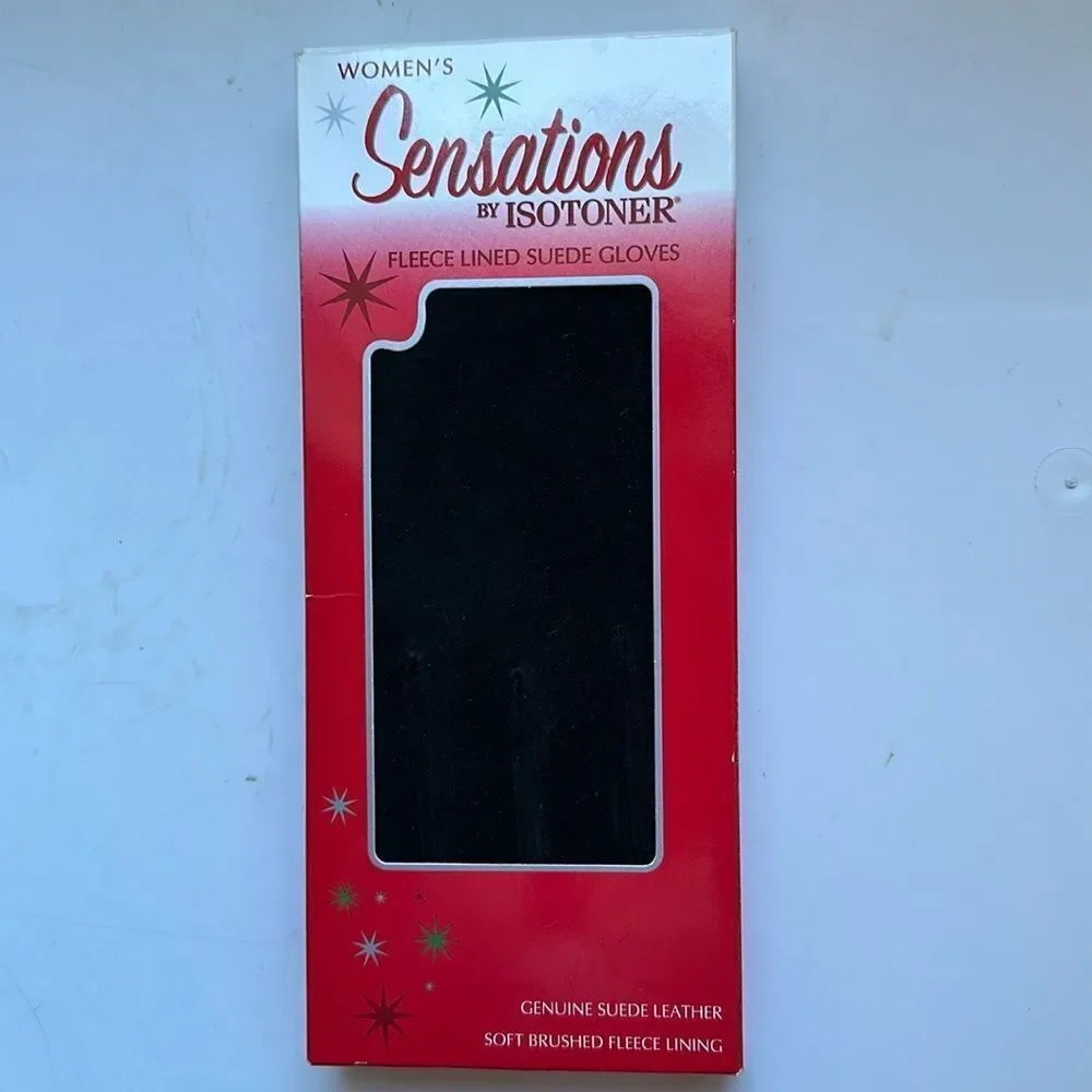 New‎ in box Sensations by Isotoner black fleece lined X-large gloves